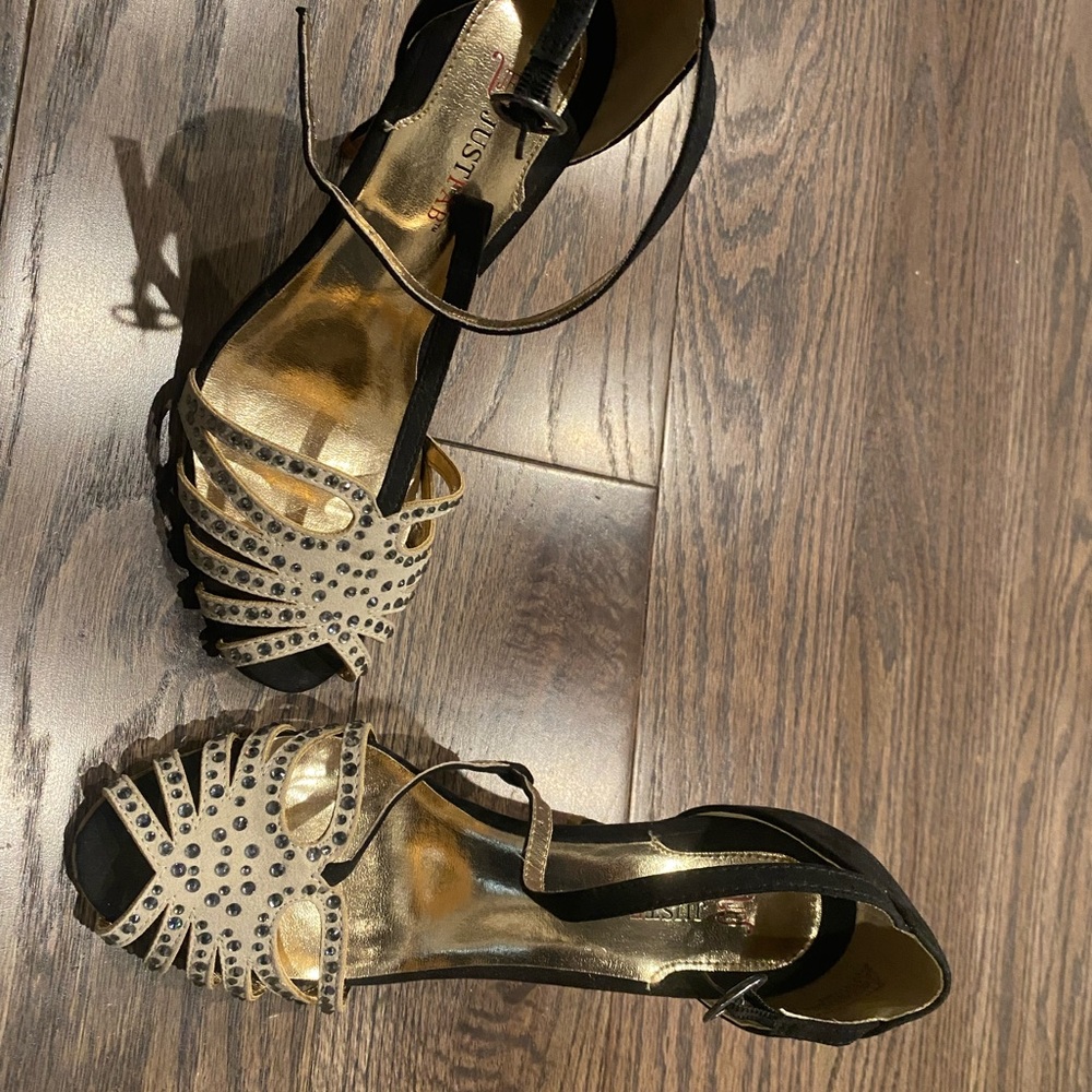 Brand New Black and Gold Just Fab heels. Never worn just tried on. Size 7